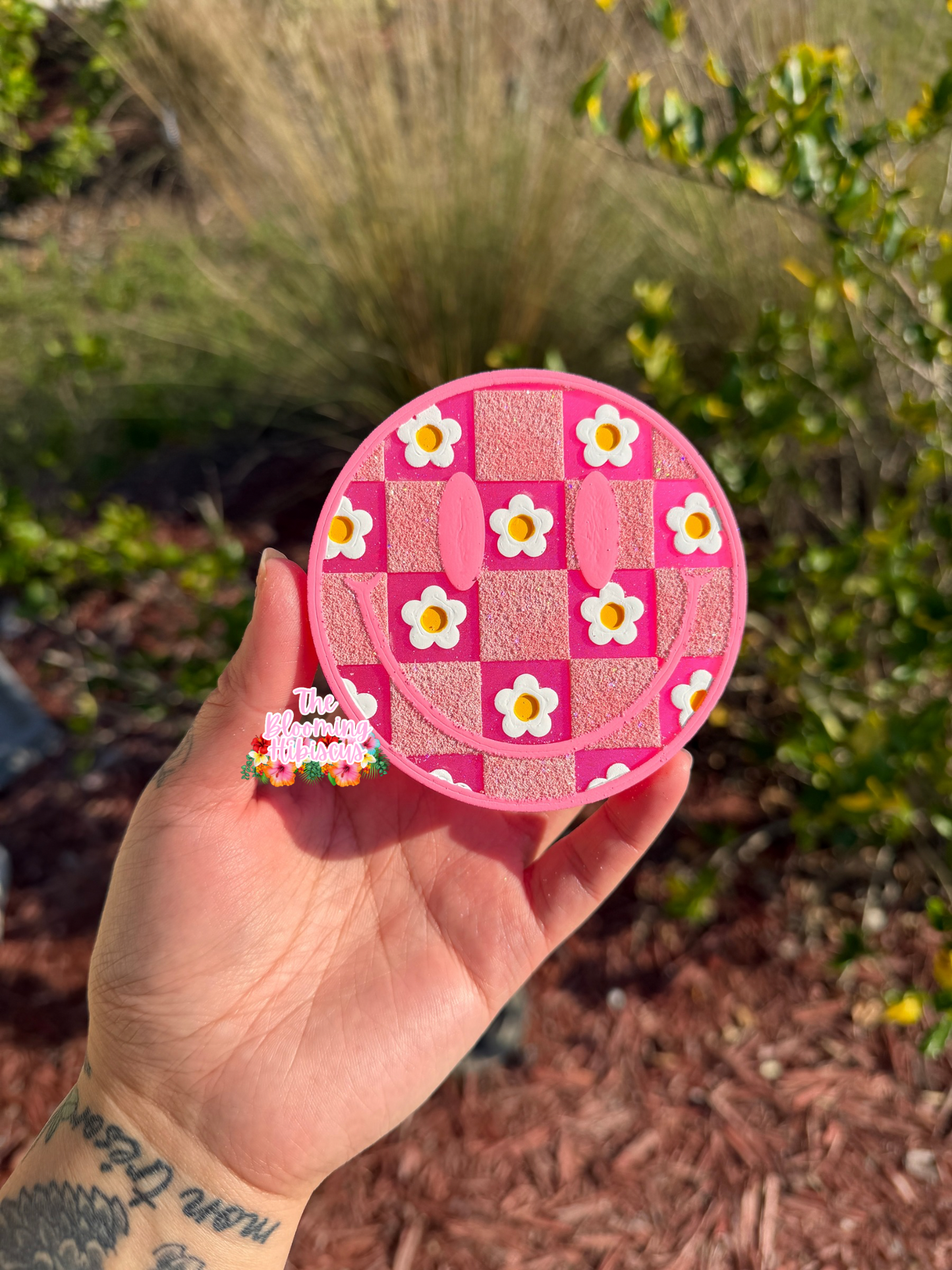Floral Checkered Smiley Freshie