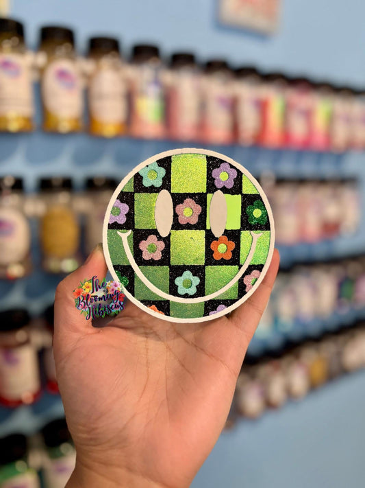 Floral Checkered Smiley Freshie